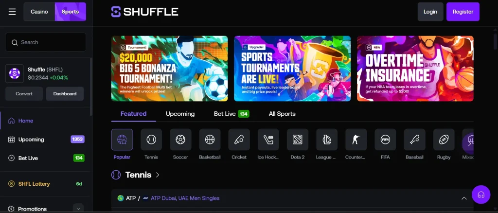 Zakłady sportowe w Shuffle